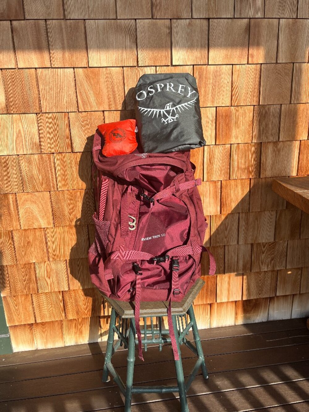 Osprey Fairview Trek 50 L Adventure Pack with aircover and rain cover!